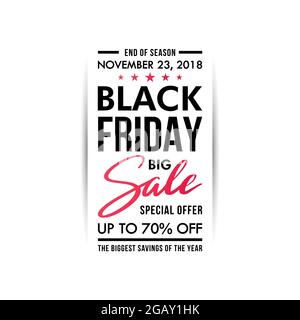 Black friday vendita banner verticale design isolato su sfondo bianco. Illustrazione vettoriale Illustrazione Vettoriale