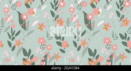 motivi di fiori selvatici su sfondo pastello Illustrazione Vettoriale