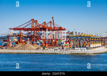 Miglioramenti infrastrutturali nel porto di Vancouver vicino a downton, nella British Columbia Canada Foto Stock