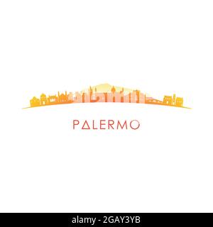 Profilo dello skyline di Palermo. Disegno vettoriale illustrazione colorata. Illustrazione Vettoriale