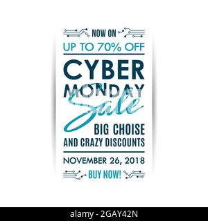 Vendita Cyber Monday banner verticali isolati su sfondo bianco. Illustrazione vettoriale. Illustrazione Vettoriale