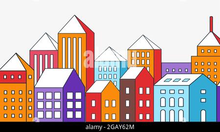 Stile di vita illustrazione della vita urbana. Il paesaggio piatto Illustrazione Vettoriale