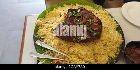 Riso Mandi e Biryani, con pollo e agnello Foto Stock