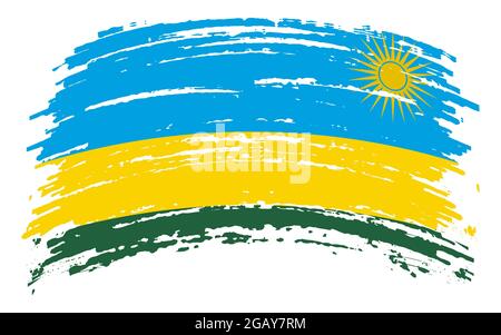 Bandiera ruandese nel tratto di pennello grunge, immagine vettoriale Illustrazione Vettoriale