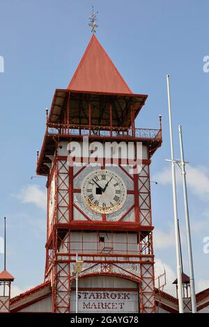 Stabroek Market torre dell'orologio in Georgetown Guyana Sud America Foto Stock