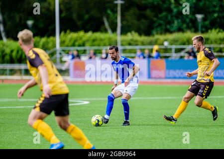 Copenaghen, Danimarca. 31 luglio 2021. David Boysen di Fremad Amager visto durante la partita di Nordicbet Liga tra Fremad Amager e AC Horsens a Sundby Idraetspark a Copenhagen. (Foto: Gonzales Photo - Robert Hendel). Foto Stock