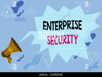 Cartello di testo che mostra Enterprise Security. Idea di business ridurre il rischio di accesso non autorizzato ai dati Megaphone disegno con conversazione Bubble Foto Stock