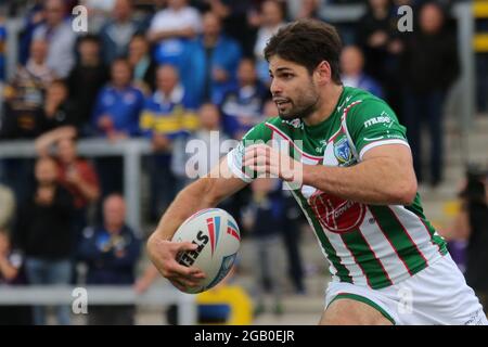 Leeds, Regno Unito. 01 agosto 2021. Emerald Headingley Stadium, Leeds, West Yorkshire, 1 agosto 2021. Betfred Super League - Leeds Rhinos vs Lupi di Warrington Jake Mamo of Warrington Lupi Credit: Touchlinepics/Alamy Live News Foto Stock