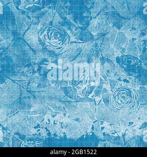 Motivo blu blu brillante senza cuciture per tessuti e stampe Foto Stock