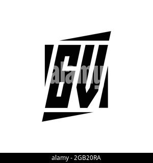 Monogramma con logo GV con modello di concept design dallo stile moderno isolato su sfondo bianco Illustrazione Vettoriale