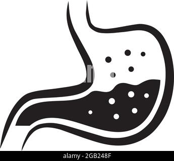 Modello vettoriale per la progettazione del logo dell'icona dello stomaco Illustrazione Vettoriale