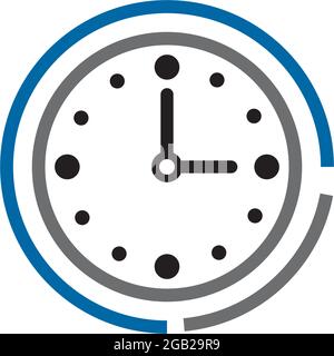 Modello vettoriale per la progettazione del logo dell'icona dell'orologio Illustrazione Vettoriale