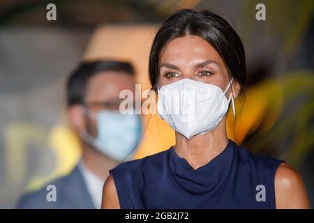 La regina Letizia, Judy Dench e Stephen Frears partecipano alla chiusura del festival del cinema Atlantida presso il centro culturale la Misericordia di Palma di Maiorca, in Spagna, il 1 agosto 2021. Da Archie Andrews/ABACAPRESS.COM Foto Stock