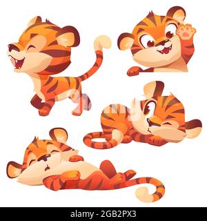 Carino bambino tigre carattere sonno e PEEP Illustrazione Vettoriale
