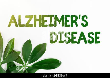 Ispirazione che mostra il segno Alzheimer S è malattia. Concetto che significa deterioramento mentale avanzato che si verificano nella vecchiaia salvare le idee ambiente e. Foto Stock