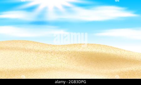 Deserto sabbioso con dune e Shining Sun Vector Illustrazione Vettoriale