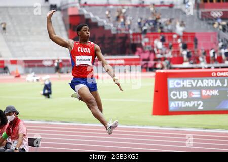 Juan Miguel ECHEVARRIA (CUB) seconda medaglia d'argento ai Giochi Olimpici Tokyo 2020, Atletica maschile lungo salto finale il 2 agosto 2021 allo Stadio Olimpico di Tokyo, Giappone - Foto Kishimoto / DPPI Foto Stock