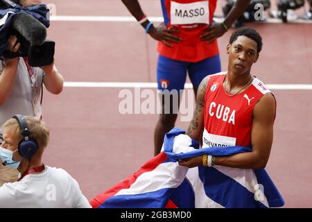 Juan Miguel ECHEVARRIA (CUB) seconda medaglia d'argento ai Giochi Olimpici Tokyo 2020, Atletica maschile lungo salto finale il 2 agosto 2021 allo Stadio Olimpico di Tokyo, Giappone - Foto Kishimoto / DPPI Foto Stock