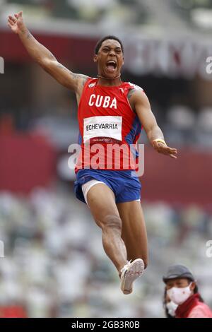 Juan Miguel ECHEVARRIA (CUB) seconda medaglia d'argento ai Giochi Olimpici Tokyo 2020, Atletica maschile lungo salto finale il 2 agosto 2021 allo Stadio Olimpico di Tokyo, Giappone - Foto Kishimoto / DPPI Foto Stock