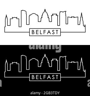 Skyline di Belfast. Stile lineare. File vettoriale modificabile. Illustrazione Vettoriale