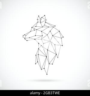 Silhouette lupo geometrica. Immagine del lupo sotto forma di costellazione. Illustrazione vettoriale. Illustrazione Vettoriale