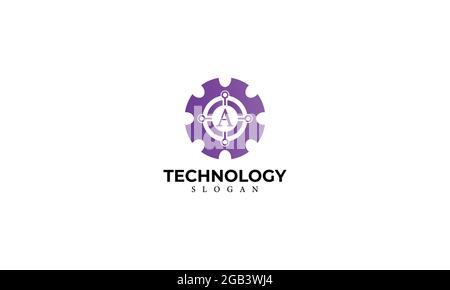 Alfabeto A tecnologia monogramma Vector Logo Design, lettera A tecnologia icona modello Illustrazione Vettoriale