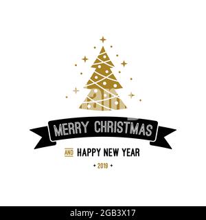 Buon Natale e buon Capodanno biglietto d'auguri. Illustrazione vettoriale. Illustrazione Vettoriale