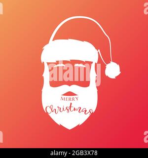 Silhouette bianca di Babbo Natale con l'iscrizione sulla barba: Buon Natale. Illustrazione vettoriale. Illustrazione Vettoriale