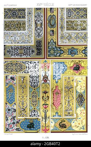 16. Secolo - dipinti su manoscritti e Damaskeenings. - dall'ornamento 1880. Foto Stock