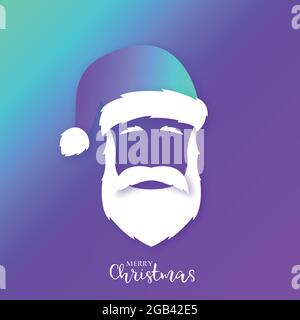 Ritratto di Babbo Natale in colori brillanti. Stile di taglio della carta. Illustrazione di Natale. Illustrazione Vettoriale
