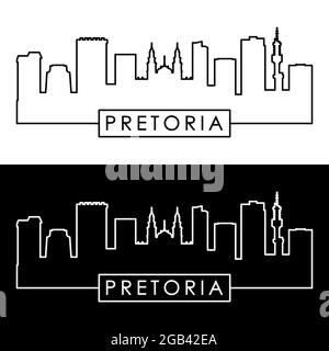 Skyline di Pretoria. Stile lineare. File vettoriale modificabile. Illustrazione Vettoriale