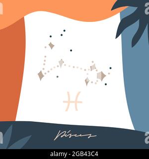 Grafico astrologico astratto vettoriale disegnato a mano semplice astrologia illustrazione celestiale carta arte con collage moderno artistico boho stampa contemporanea Illustrazione Vettoriale