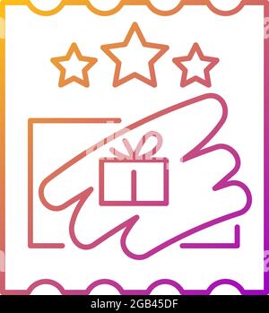 Icona vettoriale lineare gradiente delle schede di memoria. Graffiare la copertura per la presentazione del premio. Scheda basata su carta. Simboli di colore a linee sottili. Pittogramma di stile moderno Illustrazione Vettoriale