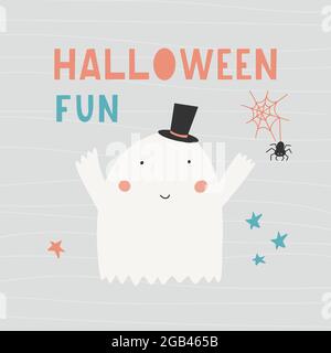 Lettere di Halloween - divertimento di Halloween - con un fantasma carino. Illustrazione Vettoriale