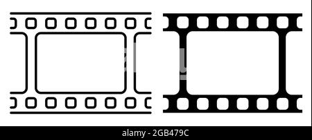 Icona lineare. Parte della vecchia pellicola fotografica da 35 mm. Giornata mondiale del cinema il 28 dicembre. Semplice vettore in bianco e nero Illustrazione Vettoriale