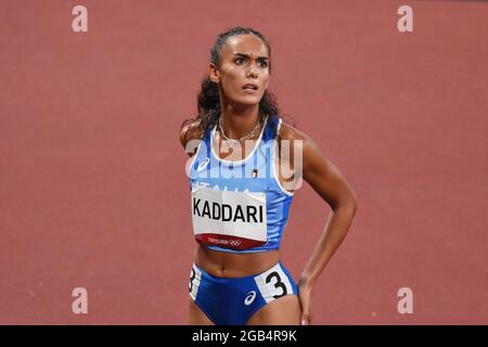 Tokyo, Japon. 02 agosto 2021. Dalia Kaddari (ITA) compete sulla semifinale femminile di 200m durante i Giochi Olimpici di Tokyo 2020, Atletica, il 2 agosto 2021 allo Stadio Olimpico di Tokyo, Giappone - Foto Yoann Cambefort/Marti Media/DPPI Credit: DPPI Media/Alamy Live News Foto Stock