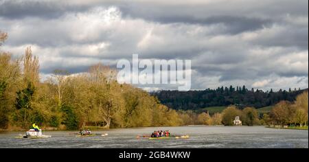 Temple Island at the start of Henley Royal Regatta course Henley on Thames Oxfordshire England UK Foto Stock