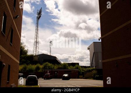 Una vista dell'ippodromo del Wrexham FC il 29 luglio 2021. Credito: Lewis Mitchell Foto Stock