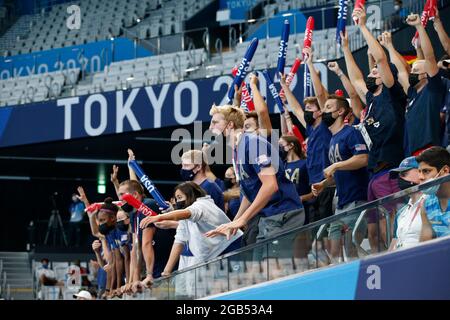 Tokyo, Kanto, Giappone. 1 agosto 2021. I membri del Team USA si sono nuotati durante i Giochi Olimpici estivi di Tokyo 2020 al Tokyo Aquatics Center. (Credit Image: © David McIntyre/ZUMA Press Wire) Foto Stock