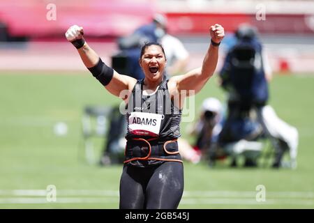 ADAMS Valerie (NZL) terza medaglia di bronzo durante i Giochi Olimpici Tokyo 2020, Athletics Women's Shot Put Final il 1 agosto 2021 allo Stadio Olimpico di Tokyo, Giappone - Foto Yuya Nagase / Foto Kishimoto / DPPI Foto Stock