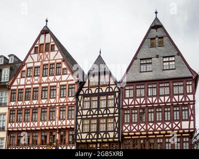 Piazza Romerberg a Francoforte, Germania Foto Stock