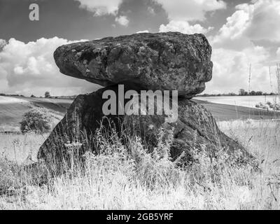 Il Devil's Den vicino a Marlborough nel Wiltshire, sparato a infrarossi. Foto Stock