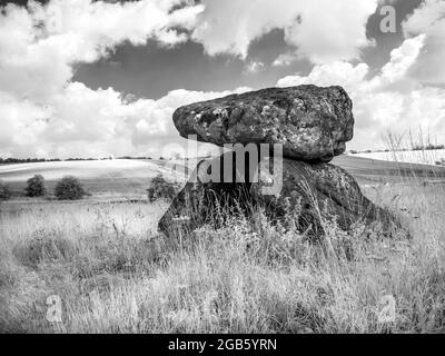 Il Devil's Den vicino a Marlborough nel Wiltshire, sparato a infrarossi. Foto Stock