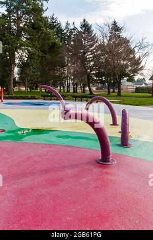 Auburn Rotary Water Playground a Les Gove Park in Auburn, Washington. Foto Stock