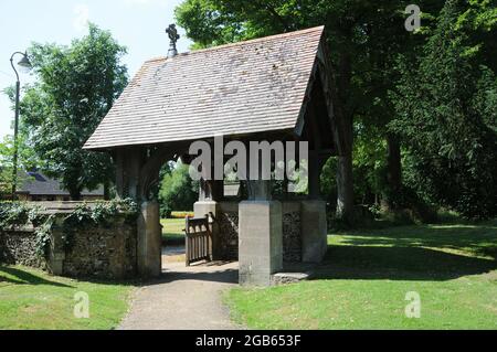 Lych gate a St Leonard Church, Watlington, Oxfordshire Foto Stock