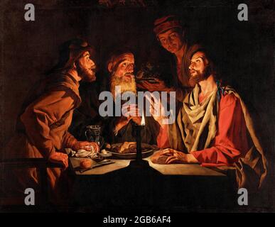 Cena a Emmaus di Matthias STOM (c.1600-c.1652), olio su tela, c.1635-40 Foto Stock