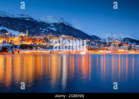 Geografia / viaggio, Svizzera, St. Maurice e il lago St. Moritz, Grigioni, USO NON ESCLUSIVO PER IL FOLDING-CARD-GREETING-CARD-USO-CARTOLINA Foto Stock