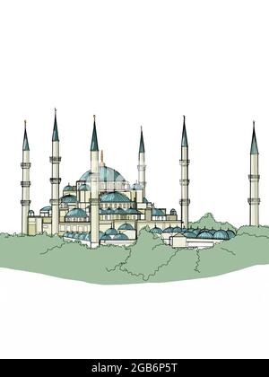 Moschea Blu Sultanahmet camii Turchia illustrazione di Istanbul Foto Stock