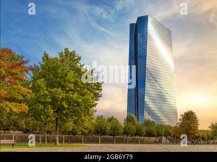 Sede della BCE (Banca centrale europea) a Francoforte a.. Principale, Germania Foto Stock