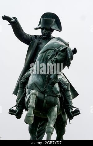 Statua equestre di Napoleone, Cherbourg, dipartimento della Manica, Cotentin, Normandia, Francia Foto Stock